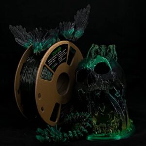 2 Pack PLA Filament 1.75mm, 3D Printer Filament Silk Black Green with Silk Black Blue Color Changing, Silk PLA Filament, 2kg