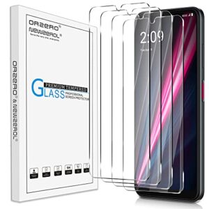 orzero (4 pack) compatible for t-mobile revvl 6 pro 5g tempered glass screen protector, 2.5d arc edges 9h hd bubble-free (lifetime replacement)