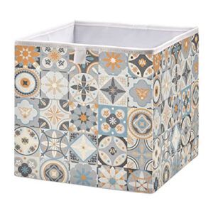 kigai storage basket moroccan tile mosaic foldable storage bin 15.8 x 10.6 x 7 inches cube storage baskets box for shelves closet laundry nursery bedroom home decor