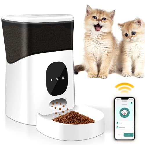 TNELTUEB Automatic Cat Feeder,APP Control 2.4G WiFi Smart Pet Dry Food Dispenser,up to 10 Meals per Day 10S Voice Recorder for Cats Dogs (5L)