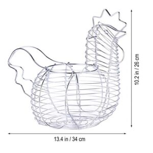 Zerodeko Metal Wire Egg Basket Chicken Shaped Wire Gathering Basket Country Style Chicken Egg Storage Basket for Collecting Carrying Eggs Silver