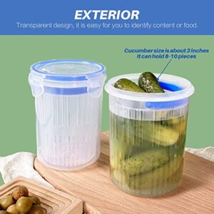 KIKINIKO Pickle Jar 24 oz pickle container with strainer Pickle Holder Keeper Lifter, pickle storage container pickle strainer,Flip Jar with Leak Proof and Lock It Lid