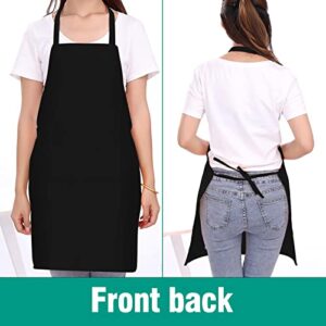 Fyy Bib Apron, Adjustable Kitchen Apron with 2 Pockets, Chef Apron Waitress Apron Cooking Apron BBQ Apron for Women Men, Polyester Bulk Apron for Kitchen Cafe BBQ Restaurant Black