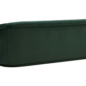 TOV Furniture Yara 31.3" H Velvet Upholstered Sofa in Pleated Forest Green