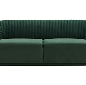 TOV Furniture Yara 31.3" H Velvet Upholstered Sofa in Pleated Forest Green