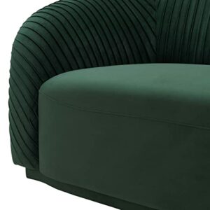 TOV Furniture Yara 31.3" H Velvet Upholstered Sofa in Pleated Forest Green