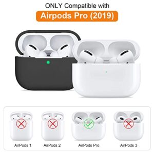 SUPFINE Airpod Pro Case Cover with Keychain, Soft Protective Silicone Airpods Pro Case with Airpod Cleaner kit & Replacement Ear Tips (S/M/L), Black
