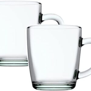 Clear Glass Coffee mugs, 11.5 Ounces- Glass Coffee Cups with Handle, Cappuccino, Espresso, Tea, Latte Cups, Cups for Drinking Hot Beverages, Large Capacity, 2 Pack (Clear)