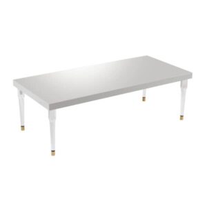 TOV Furniture 30" H MDF Wood and Acrylic Dining Table in White Glossy Lacquer