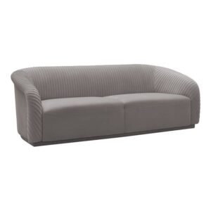 tov furniture yara 31.3" h transitional velvet upholstered sofa in pleated gray