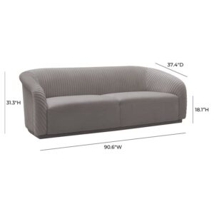 TOV Furniture Yara 31.3" H Transitional Velvet Upholstered Sofa in Pleated Gray