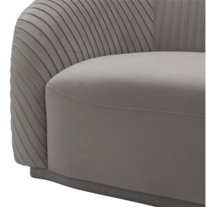 TOV Furniture Yara 31.3" H Transitional Velvet Upholstered Sofa in Pleated Gray