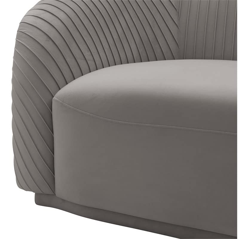 TOV Furniture Yara 31.3" H Transitional Velvet Upholstered Sofa in Pleated Gray