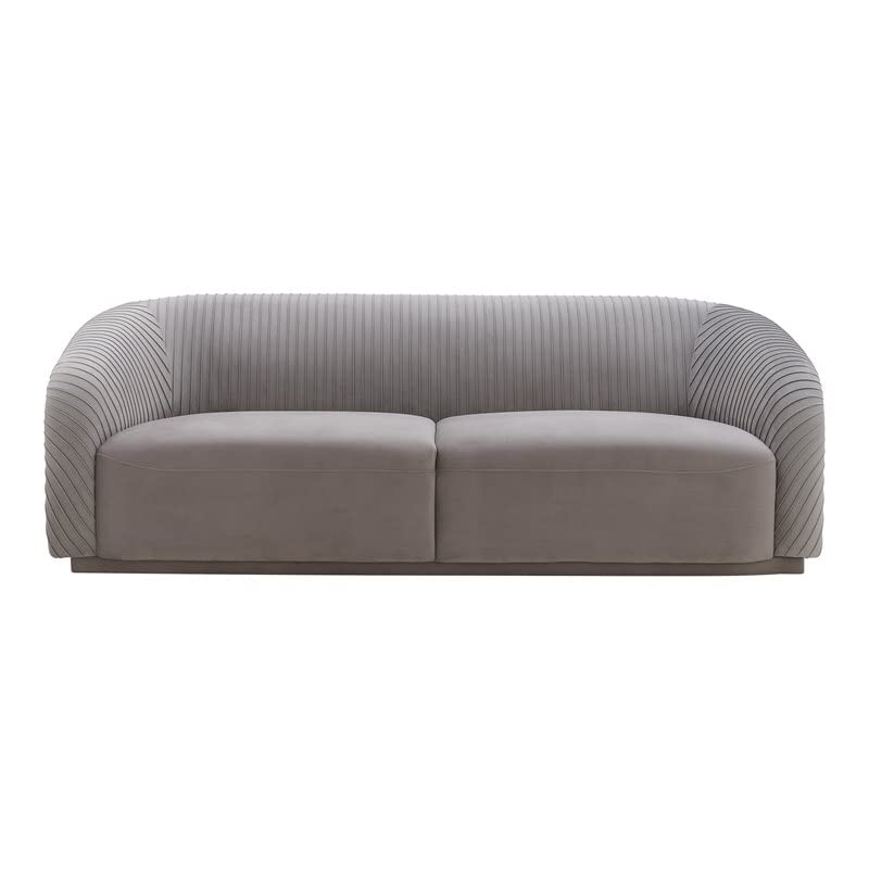 TOV Furniture Yara 31.3" H Transitional Velvet Upholstered Sofa in Pleated Gray