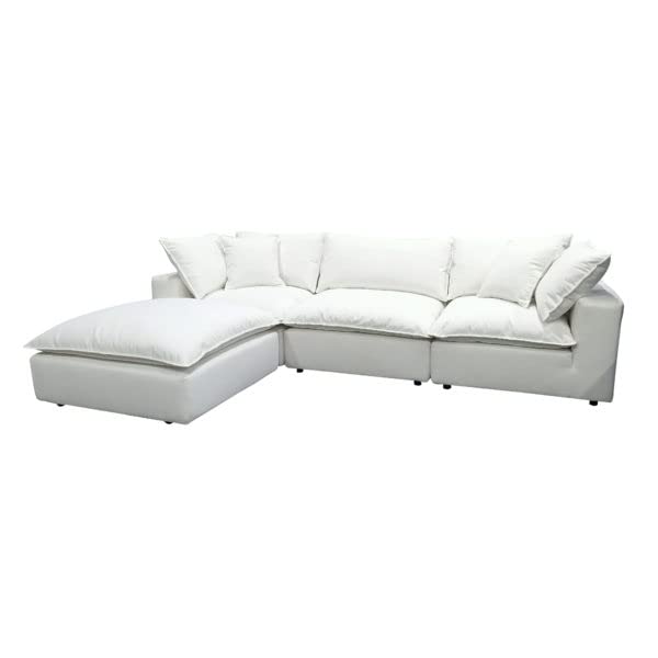 TOV Furniture Cali Pearl Modular White Upholstered 4 Piece Sectional