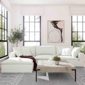 TOV Furniture Cali Pearl Modular White Upholstered 4 Piece Sectional