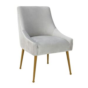 TOV Furniture Beatrix 19" Transitional Velvet Side Chair in Light Gray