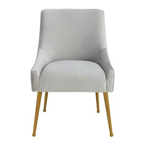 TOV Furniture Beatrix 19" Transitional Velvet Side Chair in Light Gray