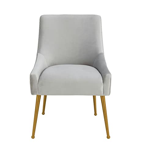 TOV Furniture Beatrix 19" Transitional Velvet Side Chair in Light Gray