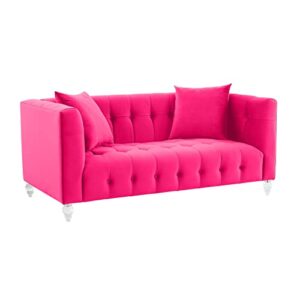 tov furniture bea hot pink velvet upholstered loveseat