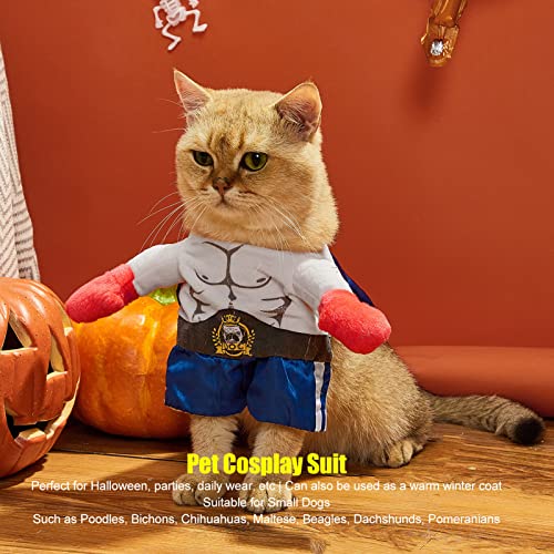 Tnfeeon Dog Clothes Dog Costume Halloween Costumes Pet Halloween Costume Warm Pet Costume Soft Plush Funny Clothing Cat Dog Boxing Suit for Party Daily