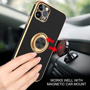 BENTOBEN iPhone 13 Pro Max Case with 360° Ring Holder, Slim Fit Shockproof Kickstand Magnetic Car Mount Supported Non-Slip Protective Women Men Girls Boys Case Cover for iPhone 13 Pro Max 6.7", Black