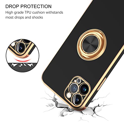 BENTOBEN iPhone 13 Pro Max Case with 360° Ring Holder, Slim Fit Shockproof Kickstand Magnetic Car Mount Supported Non-Slip Protective Women Men Girls Boys Case Cover for iPhone 13 Pro Max 6.7", Black