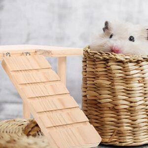 LUOZZY Decorative Chinchilla Toy Hamster Platform Wooden Guinea Pig Ramp (Small)