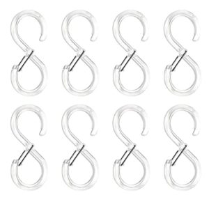 8 pcs s hooks safety buckle hook hanging hooks for hanging pots and pans plants clothes(transparent)