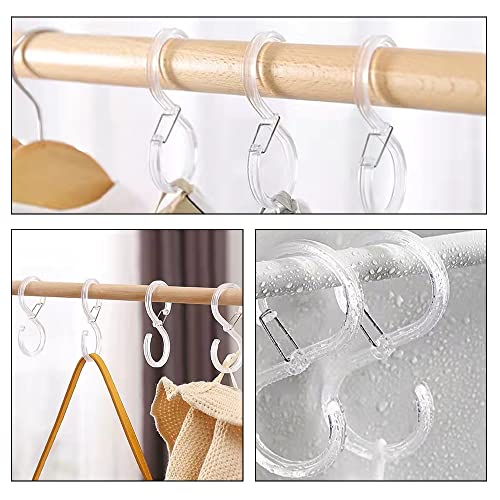 8 Pcs S Hooks Safety Buckle Hook Hanging Hooks for Hanging Pots and Pans Plants Clothes(Transparent)