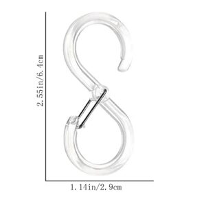 8 Pcs S Hooks Safety Buckle Hook Hanging Hooks for Hanging Pots and Pans Plants Clothes(Transparent)