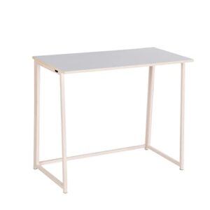 urban shop folding computer desk-no tools assembly, white/pink