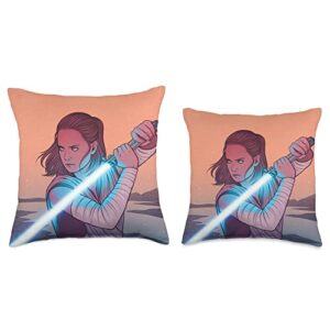Star Wars Illustrated Rey with Lightsaber Throw Pillow
