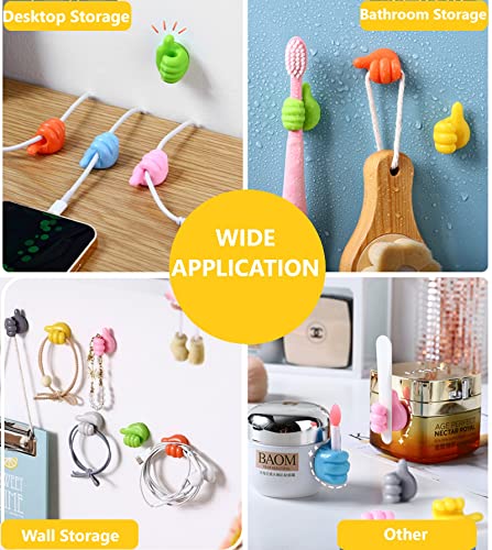 Aunnow Thumbs Up Wall Hook-20 Pcs Silicone Toothbrush Holder Self Adhesive Hooks for Cable Clips,Shower Razor Holder for Wall Sticky Hooks for Kitchen Bathroom Home Office Storage