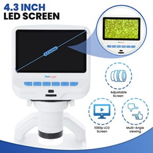 AmScope - 4.3 inch Premium 1080P HD Portable LCD Digital Color Microscope with Dual-LED Illumination - DM140