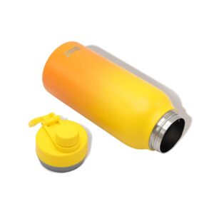 BUILT 32 Ounces Wide Mouth Cascade Double Wall Vacuum Insulated Stainless Steel Bottle with Chug Lid, Yellow and Orange Citrus Sunrise Ombre