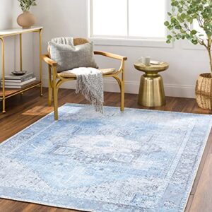 artistic weavers suri vintage washable area rug, 2'7" x 18', light blue