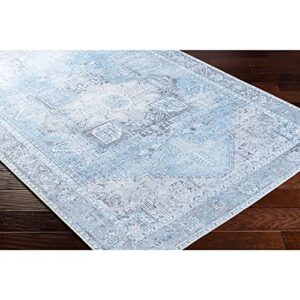 Artistic Weavers Suri Vintage Washable Area Rug, 2'7" x 18', Light Blue