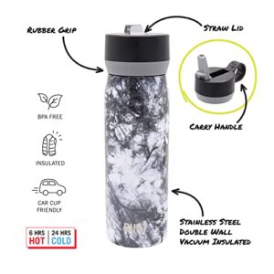 BUILT Wide Mouth Cascade Double Wall Vacuum Insulated Stainless Steel Bottle with Straw Lid, Twilight Blue Ombre, 18 Ounces