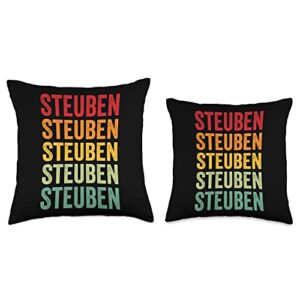 Steuben County, Indiana City Steuben County, Indiana, Rainbow Text Design Throw Pillow, 18x18, Multicolor