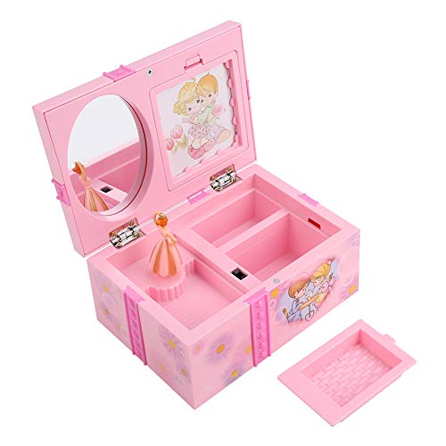 TOPINCN Music Boxes for Girls, Girls Jewelry Box, Pink Girl Jewelry Box Children Toy Girls