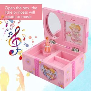 TOPINCN Music Boxes for Girls, Girls Jewelry Box, Pink Girl Jewelry Box Children Toy Girls