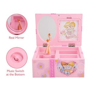 TOPINCN Music Boxes for Girls, Girls Jewelry Box, Pink Girl Jewelry Box Children Toy Girls