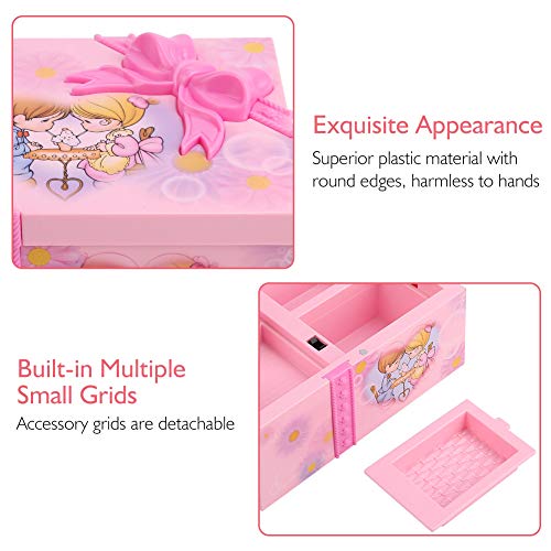 TOPINCN Music Boxes for Girls, Girls Jewelry Box, Pink Girl Jewelry Box Children Toy Girls