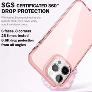 ArtsEvo Shockproof Clear Design for iPhone 14 Pro Case, Certified 6.6ft Drop Protection, Raised Edges Protect Camera and Screen,Pink