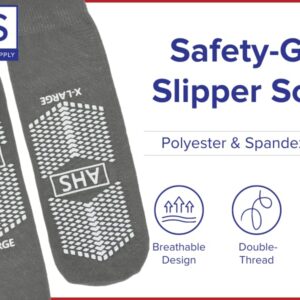AHS American Hospital Supply Hospital Slipper Socks Grip Socks with Elastic Cuff Grip Socks for Women and Men Slipper Socks Gray | X-Large (Pack of 6)