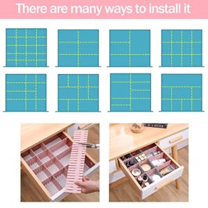 acDesign 40Pcs Grid Drawer Dividers, Adjustable Drawer Organizer for Socks, Underwear, Lingerie, Makeup, Bedroom Office Kitchen Storage (Pink)