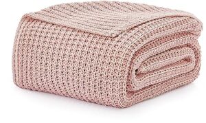 ugg 33816 luna cotton throw blanket soft washed cotton blankets luxury machine washable oversized warm accent blanket for home or travel, 70 x 50-inch, quartz