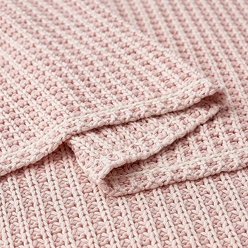 UGG 33816 Luna Cotton Throw Blanket Soft Washed Cotton Blankets Luxury Machine Washable Oversized Warm Accent Blanket for Home or Travel, 70 x 50-Inch, Quartz