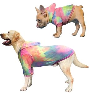 dog cotton tie dye hoodie pink pullover sweatshirts soft and stretch pets clothes hooded for small dogs(pink s)